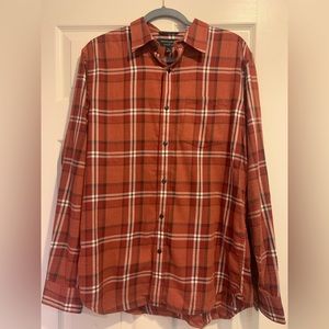 Banana Republic 🧶🧸🍂☕️ Men’s Lightweight Flannel Button Down Orange Red Rust